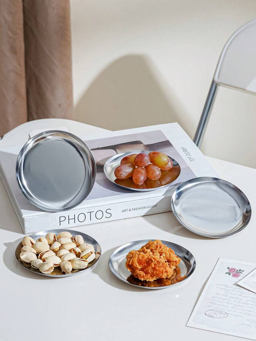 3 件装不锈钢小吃蘸酱托盘圣诞礼物 - 銀色 - 查看 1