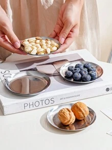 3 件装不锈钢小吃蘸酱托盘圣诞礼物 - 銀色 - 查看 7