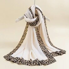 女士豹纹褶皱围巾头巾头巾连体衣 - 彩色 - 查看 22
