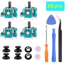 16 PCS Analog 3D Joystick Replacement Parts Compatible With Controller Joystick Parts With Repair Tool Kit For Playstation 5 Dual-Sense Controller - Multicolor - View 1