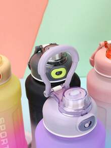 1入組大容量漸變色水瓶，霧面塑料吸管杯，戶外運動可攜式飲水杯，1250毫升