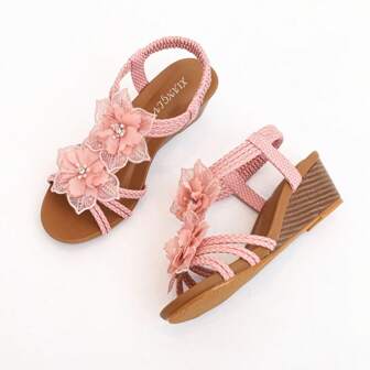 Women's Summer Floral Decorated Vacation & Casual Roman Sandals