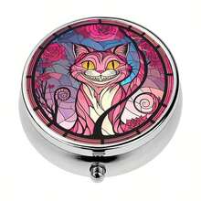 1個圓形藥盒，3個隔層迷你裝飾口袋手提式旅行藥盒，口袋手提藥盒，3個隔層盒旅行用裝飾盒維他命藥片盒獨特禮物 - 款式 - 查看 2