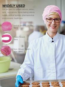 100pcs/Pack 21-Inch Disposable Mesh Hair Nets, Shower Cap Hair Nets, Elastic Protection Caps, Bathing/Dyeing Caps, Salon Plastic Caps Home Bathroom Decor Fall Decor Back To School - Multicolor - View 7