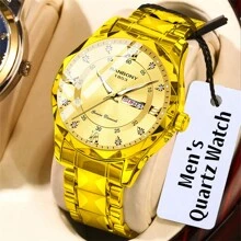 Nuevo reloj de cuarzo para hombre con correa de acero inoxidable, pantalla de semana y fecha, elegante y simple estuche con forma de rombo, reloj deportivo luminoso, casual y resistente al agua multifuncional ideal para cumpleaños, festivales y regalos - Multicolor - Ver 16