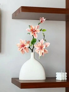 1入簡約北歐風格裝飾性扁平花瓶，適用於插花、水培、乾燥花、家居裝飾或假植物 - 白色 - 查看 7