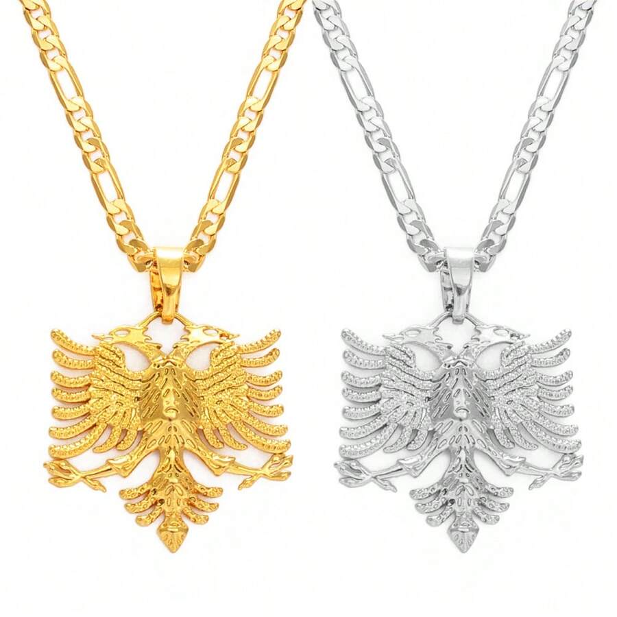 1pc Albania Eagle Pendant Necklaces For Men Women Silver Color/Gold Color Albanian Jewelry  Kosovo