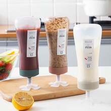 1入組多色塑料擠壓瓶，尖嘴和5孔，適用於沙拉、蕃茄、蜜糖、蠔油等 - 彩色 - 查看 2