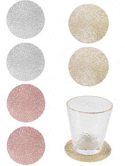 Set Of 4-24pcs Random Color Hollow-Out PVC Coasters For Protecting Tabletop And Decorating Cups In Bars, Homes & Festivals