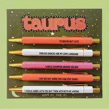 1 Set 12 Constellations Theme Retractable Ballpoint Pen, Various Colors Of Fun Pen, Black Ink 1.0mm Midpoint Quick Drying, Used For Writing Drawing Diary Notes, Birthday Office Gifts - Multicolor - View 15