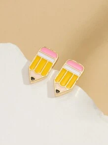 1 par de pendientes en forma de lápiz para gota, regalo para el Día de los Maestros y Temporada de Graduación, estilo de campus