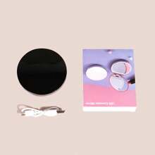 Espejo de maquillaje circular con ampliación 2X, tres niveles de atenuación, tapa portátil abatible, iluminación LED y carga USB. Espejo de belleza con un lado ampliado 2X. Idea de regalo única, genial y elegante para hombres y mujeres.