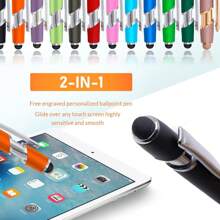 12/24/60/600 szt. Spersonalizowanych długopisów, artykuły szkolne, spersonalizowane długopisy z grawerem, spersonalizowane długopisy z imieniem, spersonalizowane rysiki do ekranów dotykowych, wysuwany długopis, prezenty do biura i szkoły dla kobiet/mężczyzn - Zielony - Zobacz 8