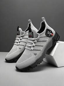 Men Breathable Sports Shoes, Casual Stripe Lace-Up Shoes
