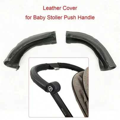 Un par de fundas de cuero de PU para el manillar del cochecito de bebé para Cybex Priam Mios Eezy Melio Beezy Vista Cruz Minu Bugaboo Butterfly Valco Baby Snap 4 Chicco Best Friend Dubatti One Silver Cross Wave Mamas Papas Armdillo Flip XTXT2XT3 Cochecito, para uso en todas las estaciones