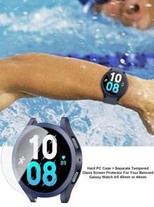4 Stücke/Set Mode Unisex PC Smartwatch Hülle & Bildschirmschutz, stoßfest, gehärtetes Glas, kompatibel mit Samsung Galaxy Watch 40mm/44mm, Galaxy Watch 4/5/6/7 Zubehör