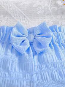 4pcs Baby Girls' Cute Bow Decor Shorts, Suitable For Outdoor Summer
