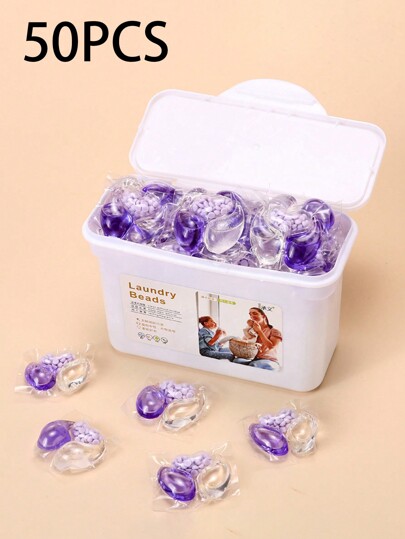 50pcs/Pack 3-In-1 Sakura Scented Laundry Detergent Beads Set, Concentrated Fabric Softener Beads, Antistatic Laundry Detergent Balls