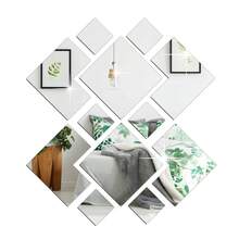 14片装DIY可移除镜面贴纸，亚克力镜面墙贴，适用于客厅、卧室、餐厅、办公室、健身房、咖啡厅等场所装饰。 - 銀色 - 查看 5