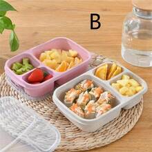 1个便携式便当零食盒，4格食物储存容器，可重复使用零食盒，办公及旅行午餐盒 - 彩色 - 查看 9