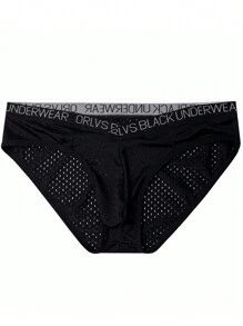 ORLVS 1入組男士性感內褲 V形腰帶透氣網眼運動三角褲 - 黑色 - 查看 3