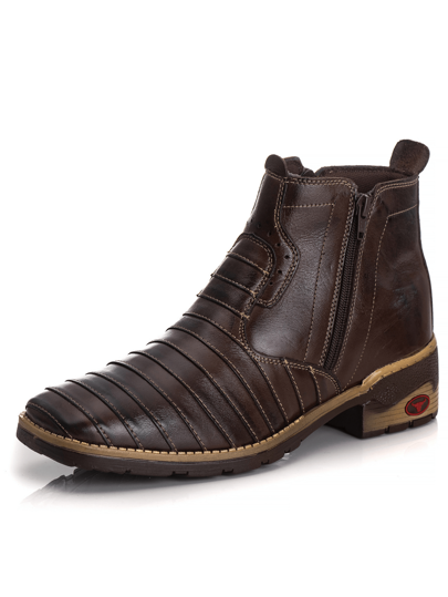 Botina Masculina Tatu 100% Couro Conforto Barato, bota marrom