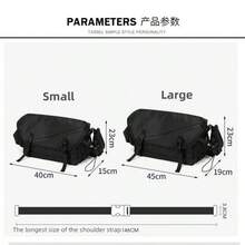 1 件纯色简约便携式帆布单肩包、斜挎包、邮差包，适合男士、日常使用、旅行、户外、骑行、礼物父亲节礼物夏季大学包爸爸万圣节男士礼物圣诞节男士包书包学生包书包尖叫 - 黑色 - 查看 5