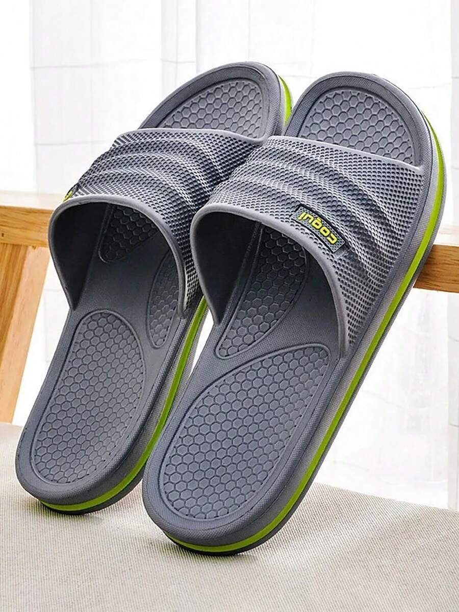 Men's Casual Slippers, Classic Lightweight Comfortable Non-Slip Bathroom Slippers, Summer Pool & Beach Slippers