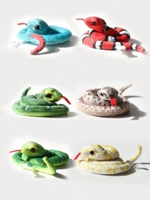 迷你可爱卡通毛绒蛇玩具，看起来像一条真正的蟒蛇，有蓝岛三尾蛇和猩红王蛇可供选择，材质可爱柔软，亲肤舒适，造型逼真，非常适合恶作剧或赠送给朋友和自己，家居装饰有趣的毛绒，迷你玩具，迷你玩具，动物尾巴，章鱼毛绒，傻