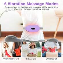 Portable Cordless Heated Massager Pad With 6 Heat Levels And 6 Massage Modes, For Relieving Back Pain And Menstrual Cramps