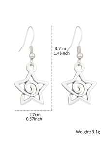 1pair Y2K Korean Fashion Star Swirl Earrings Gothic Charms Rivet Earrings For Women Punk Grunge Jewelry Vintage Accessories Cool Jewelry - Silver - View 9