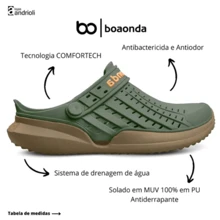 Croks Boaonda Papete Clog Flow Discovery Masculino Esportivo Macio Croks Clog! - Verde Militar - Visão 2