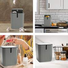 Desktop Trash Can Small Mini Garbage Can Plastic Dustbin With Shake Cover, Desktop Trash For Decorative Countertop And Housewarming Gift, Christmas Gift(Black, White, Gray, Beige) Kitchen Items Kitchen Accessories Kitchen Kitchen Tools - Multicolor - View 4