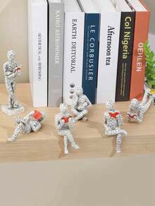 1 pieza Figura de hombre leyendo de resina, obra de arte abstracta con letras impresas, decoración del hogar para estantería - Multicolor - Ver 3