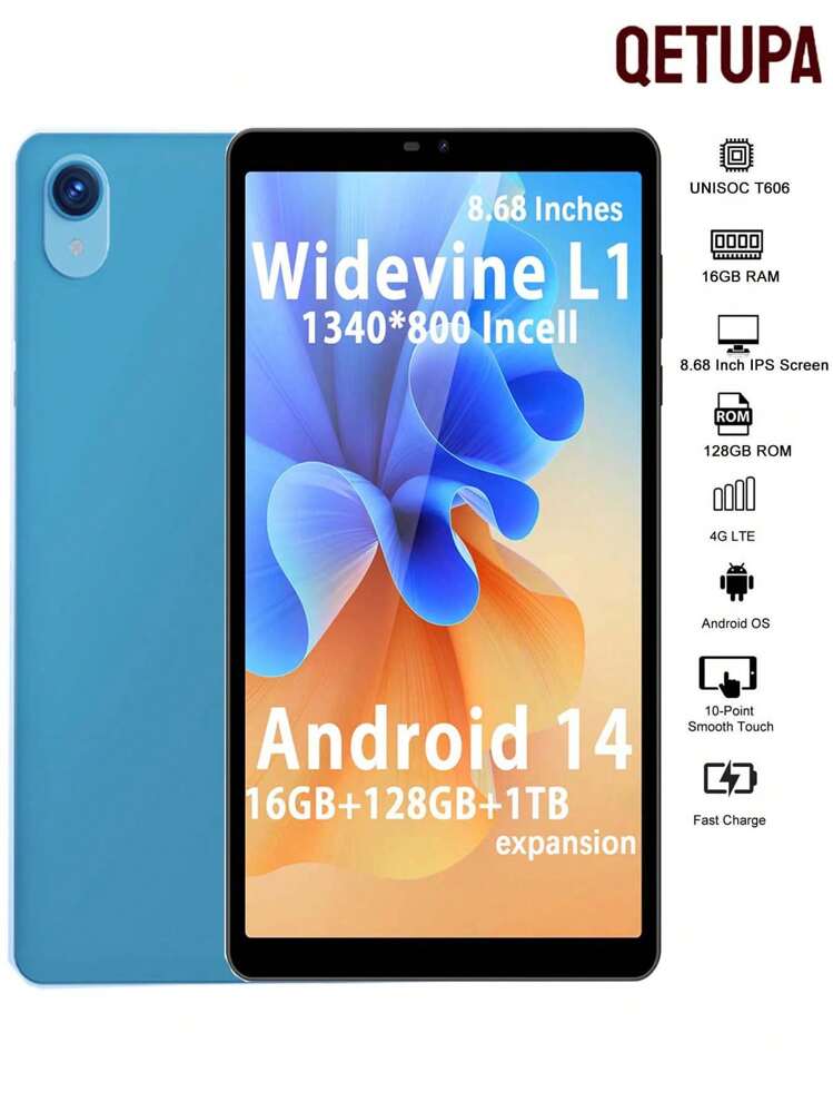 Tablet Qetupa Android 14 com Tela HD de 8,68