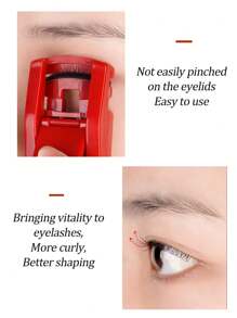 Amortals Eyelash Curler, Includes One Replacement Pad, Made Of Red Plastic. This Portable Eyelash Curler Creates Larger, Brighter Eyes. It's Natural, Compact, And Lightweight, Suitable For Various Occasions Such As Travel, Christmas, Halloween, Thanksgiving, And Valentine's Day. It's A Great Gift, And Also Suitable For Parties And Romantic Dates.,Cheap,Stocking Stuffers,Makeup,Makeup Tools,Cheap Stuff,Gifts,Gifts For Women,Christmas Gifts - Red - View 4