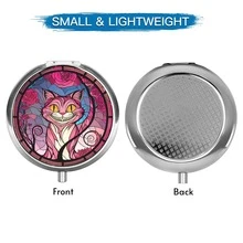 1個圓形藥盒，3個隔層迷你裝飾口袋手提式旅行藥盒，口袋手提藥盒，3個隔層盒旅行用裝飾盒維他命藥片盒獨特禮物 - 款式 - 查看 3