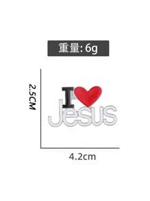 Heart & Letter Design Brooch - Multicolor - View 3