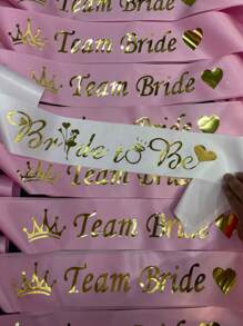 1件白色新娘腰帶+10件粉紅團隊新娘腰帶