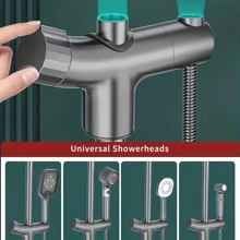 1入浴室淋浴支架，淋浴頭固定支架，可調節升降桿，放在叉子中的頭部底座配件