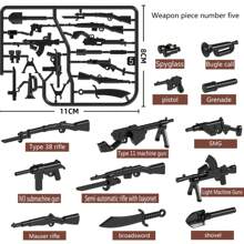 Building Block Parts-Modern Weapon Set: 98K Sniper Rifle, Assault Rifle, Pistol, Knife And Other Equipment DIY Assembled Toys Room Decoration - Multicolor - View 1