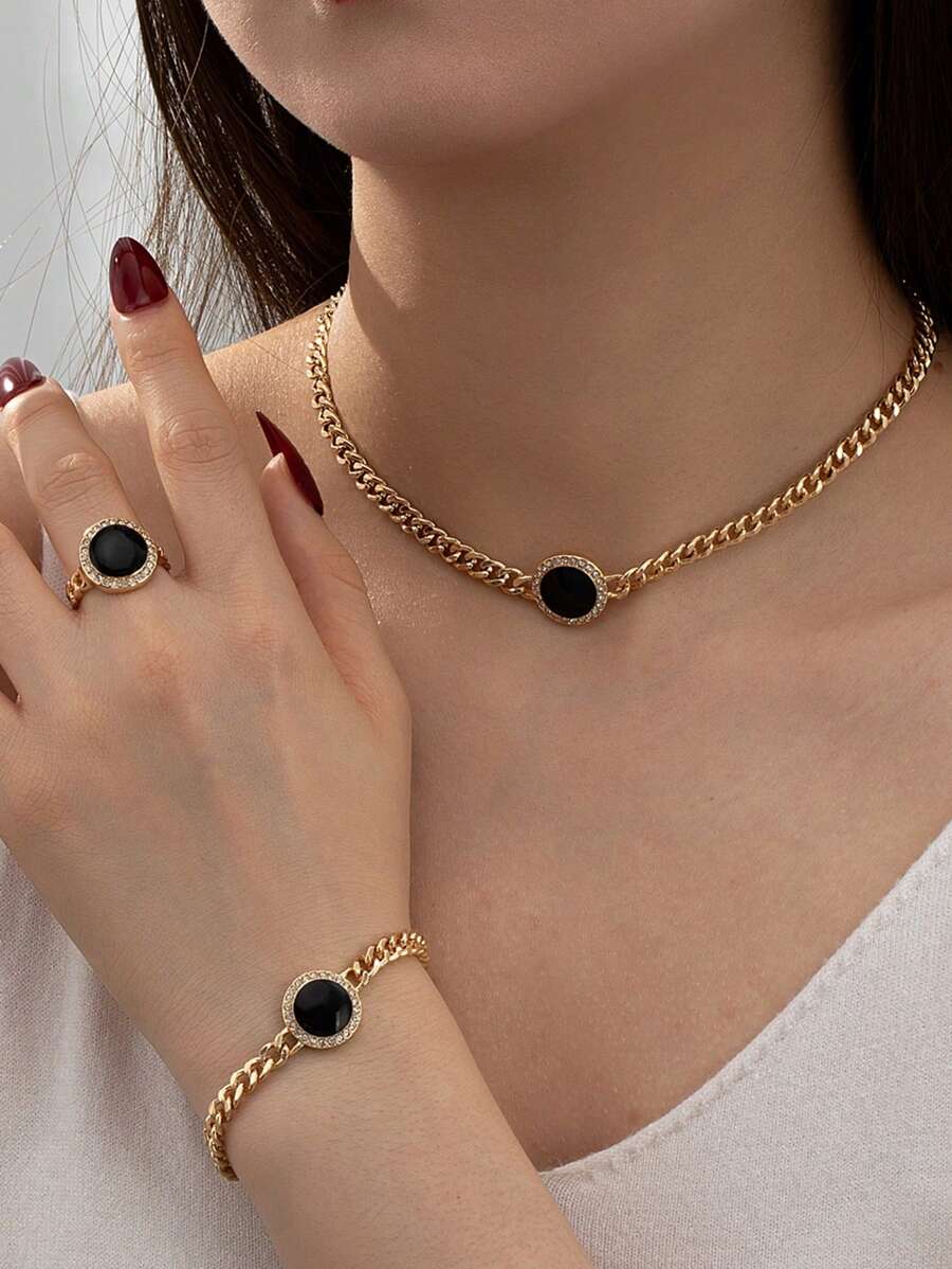 1 Set de Accesorios Personalizados con Formas Geométricas de Moda - Negro - Ver 1