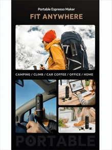 1pc USB-Powered Type-C Charging Portable Coffee Machine With Powder And Heating Function, 80ML Capacity, Fast & Easy To Clean, Suitable For Home, Office, Camping And Outdoor Use. - Black - View 4