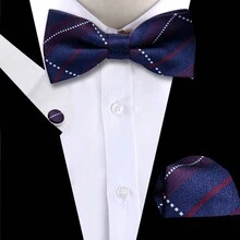 Set di cravatta, fazzoletto da taschino e gemelli, Combo di accessori di moda in stile britannico multicolore per uomini d'affari, incontri d'affari e matrimoni - Multicolore - Visualizzare 7