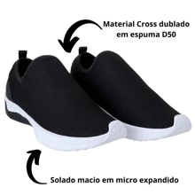 Tênis Feminino Academia Caminhada para Mulher Homem Unissex - Preto e Branco - Visão 1