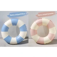1pc Global Inflatable Pool Float Tube Swim Ring Heavy Duty Flotation Stripe Pool Floats Adult Swim Ring For The Beach, Party, Vacation, Pool Party - Multicolor - View 4