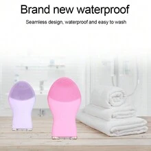 矽膠臉部清潔刷，電動震動按摩美容儀器，適用於黑頭去除和深層毛孔清潔 - 粉色 - 查看 3