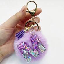 1个，字母首字母钥匙扣，可爱毛绒球钥匙链，可挂在包包、背包、汽车上，是送给女性女孩的礼物，也是钱包和手提包的配饰，带流苏，字母首字母A-Y