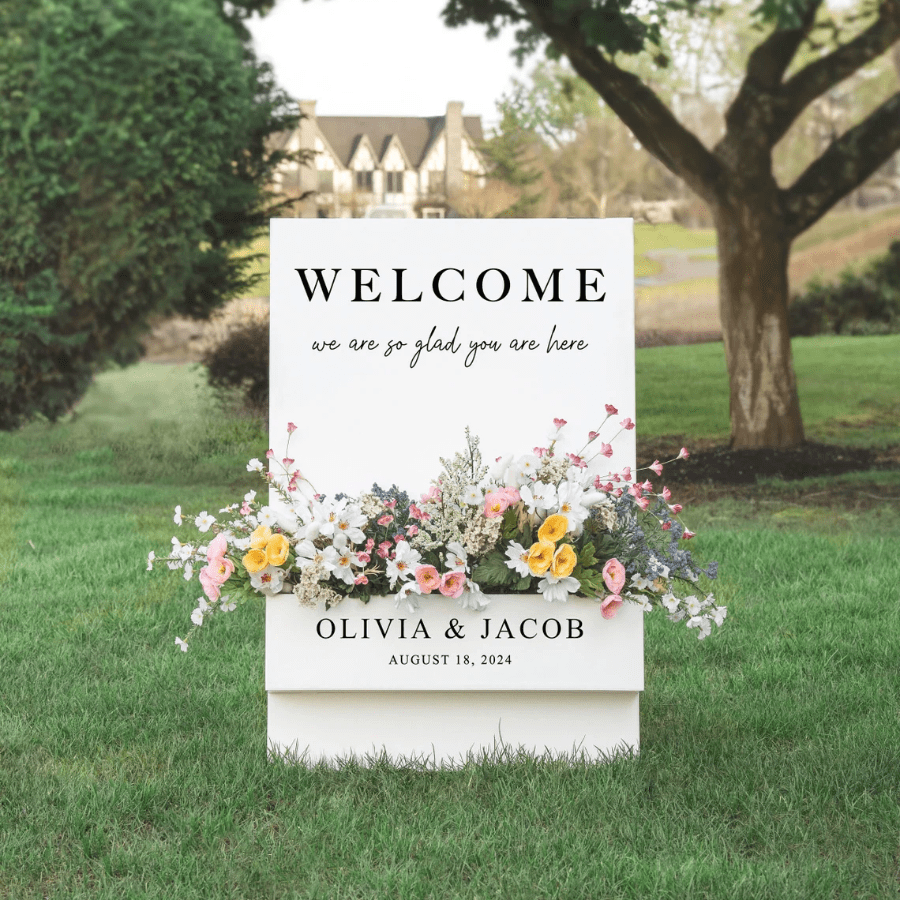 1 Flower Box Display Welcome Sign For Parties And Weddings Welcome Sign Display, Personalized Custom Decoration.Flowers Not Included,Blank Display Sign Without Text