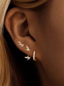 3PCS 925 Sterling Silver Minimalist Style Marquise  Small Cubic Zirconia Helix Earrings Dainty Tragus Cartilage Studs Ear Piercing Jewelry Gifts For Girls Teens Daily Wear Wedding Engagement